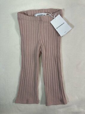 H&M Adorables Ribbed Dusty Rose Knit Flare Leggings Adjustable Waist Size 18M